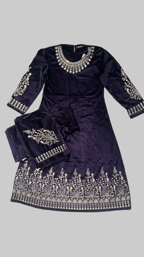 Elegant velvet Anarkali-style suit