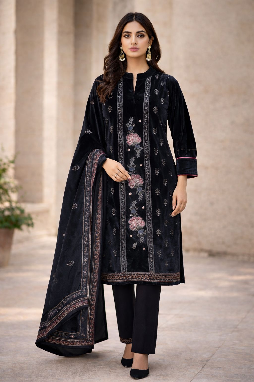 Elegant Velvet royal blue suit set