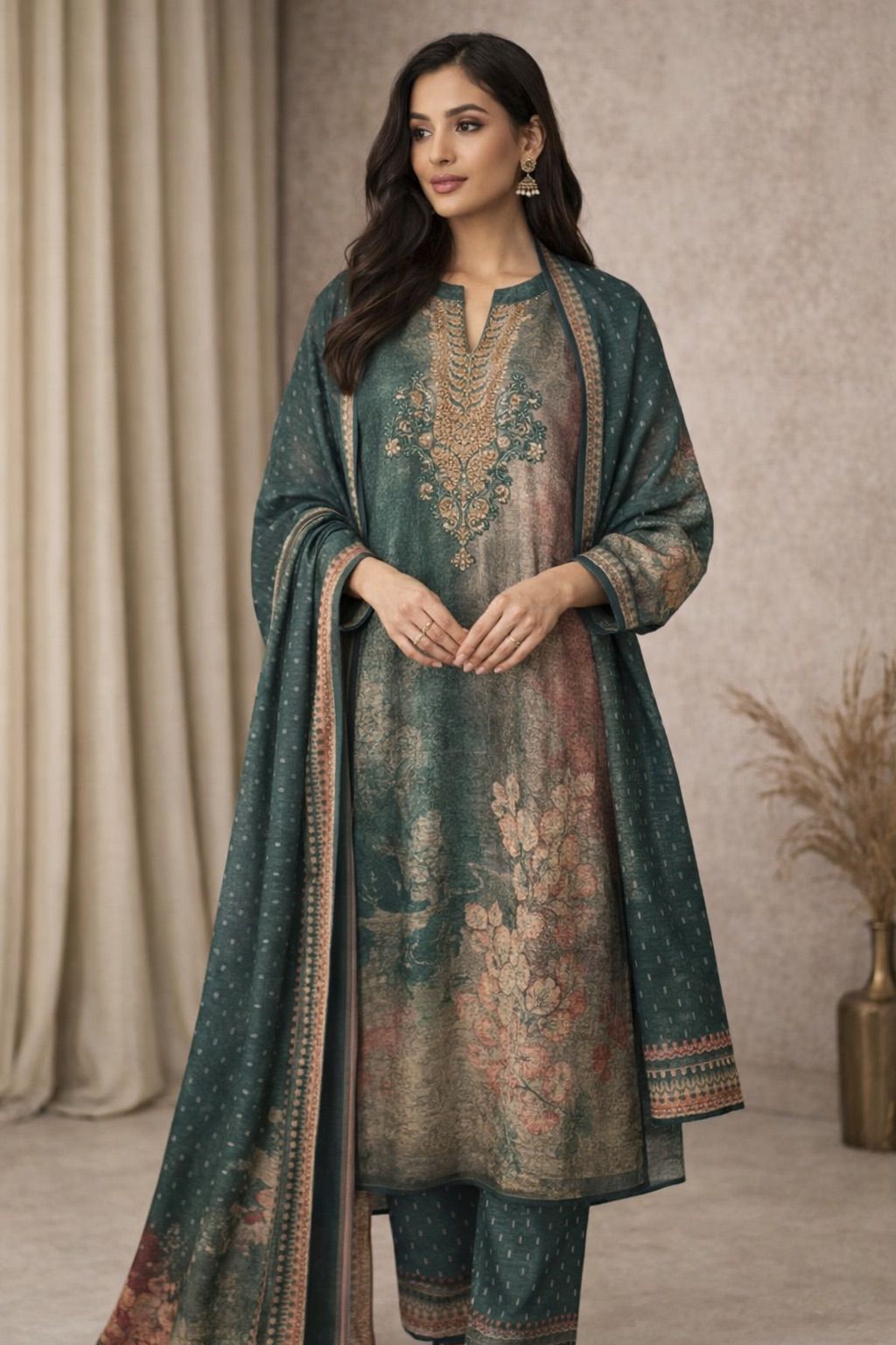 Pashmina Printed Suit Set